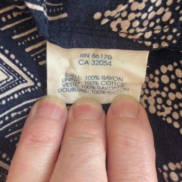 Anthropologie Edme & Esyllte tunic dress, navy & beige boho pattern, size 10 - Picture 8 of 10